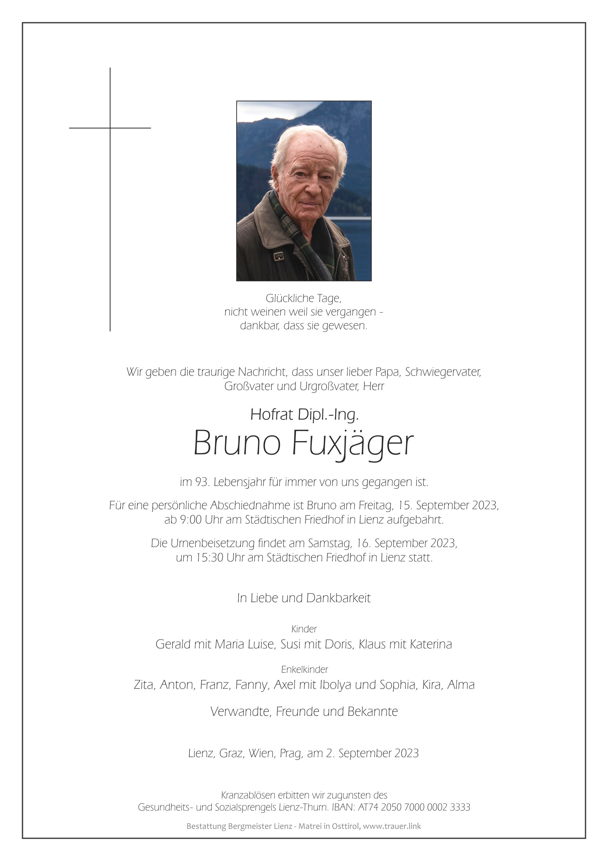Hofrat Dipl.-Ing. Bruno Fuxjäger