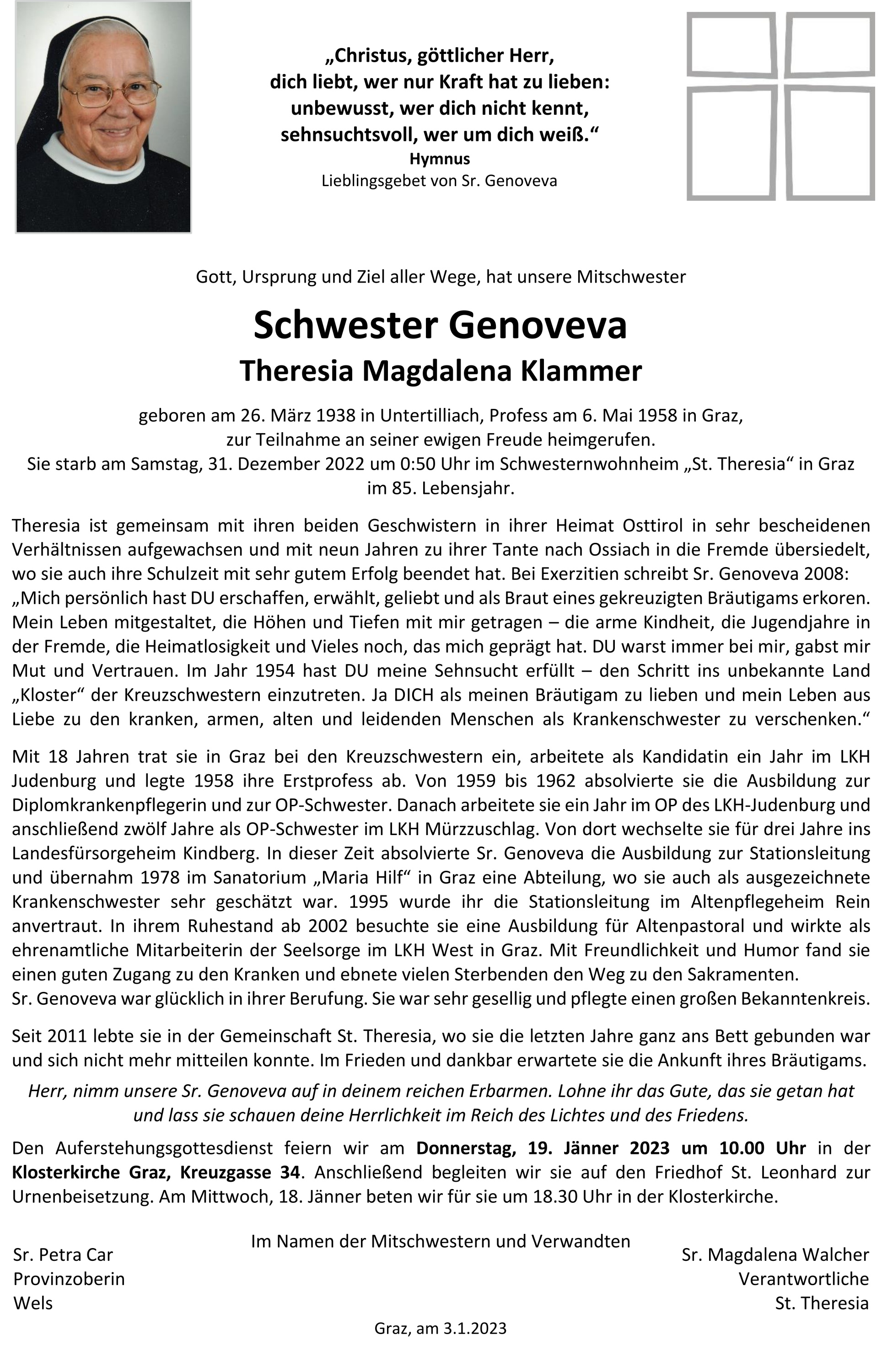 Sr. Genoveva Klammer