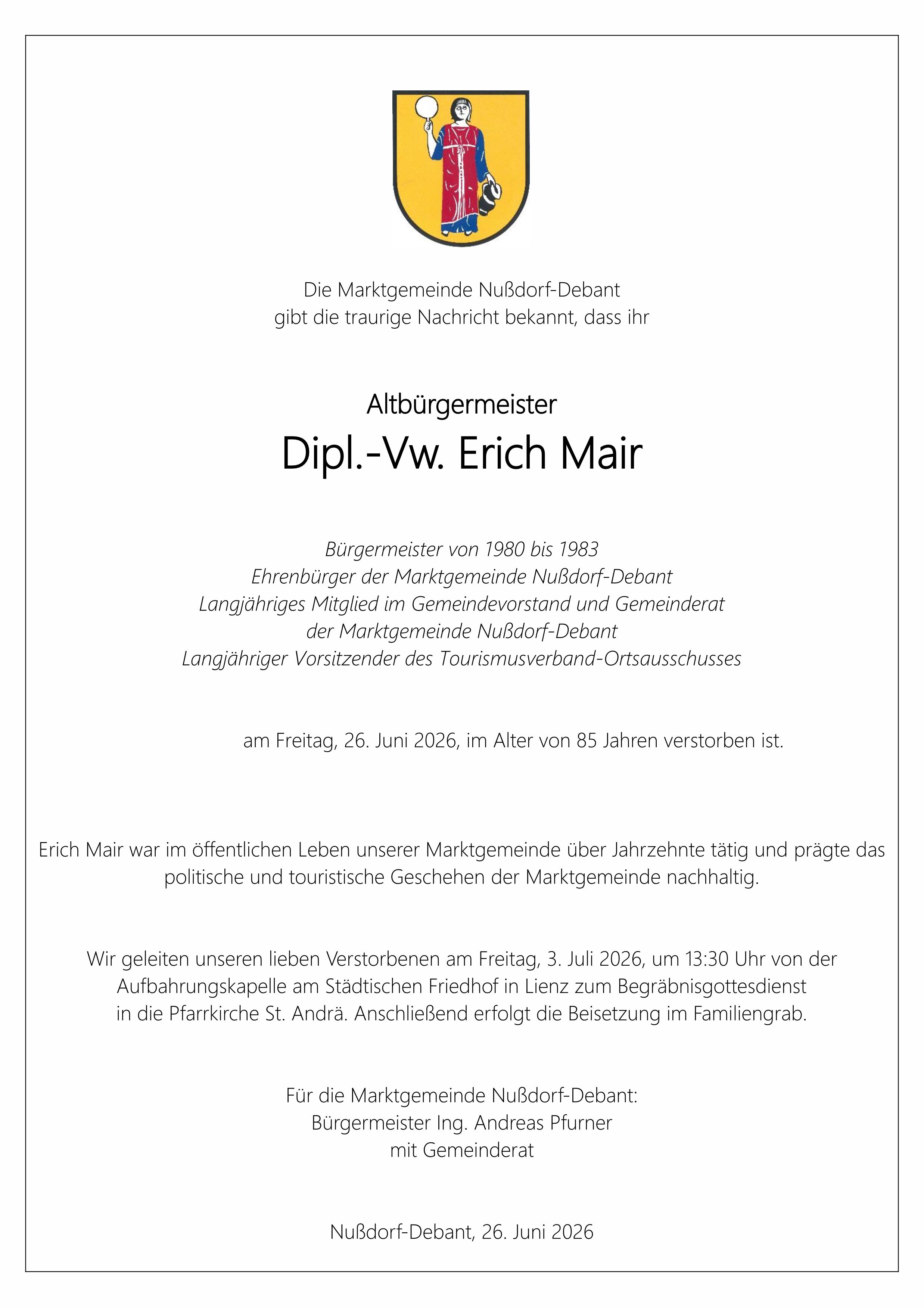 Dipl.-Vw. Erich Mair